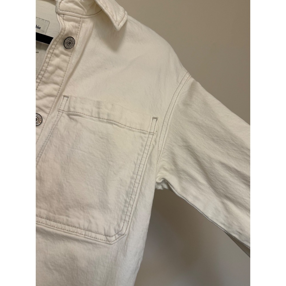 Abercrombie & Fitch Cream Denim Shirt Jacket Shacket Off-White XS - Picture 3 of 9